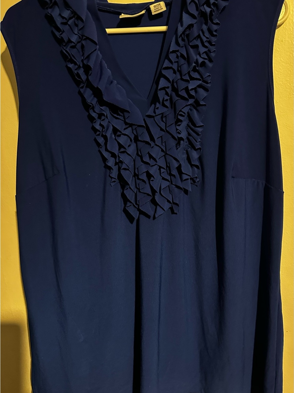 Cato Navy V-Neck Sleeveless Camisole with Ruffle Trim
